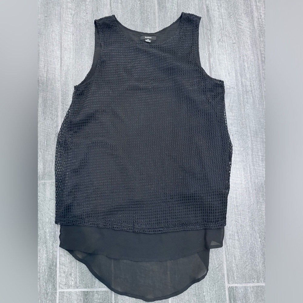 Rudsak Shirt Womens P / S Black Layered Sleeveless Sheer‎ Netted Designer Top